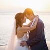 sunset, couple, wedding, nature, bride, groom, married couple, husband, wife, man, woman, romance, romantic, relationship, beach
